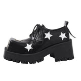 Uniwim Gift Black & White Star Platform Oxfords