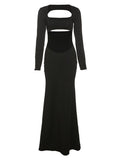 Uniwim Cut Out Long Sleeve Rib Maxi Dress