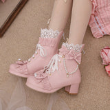 Uniwim Christmas Gifts Sweet Bow Beaded Women's Boots