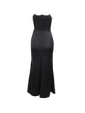 Uniwim Satin Bandeau Splice Corset Ruched Maxi Dress