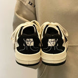 Uniwim Gift Face Embroidery Aesthetic Black Sneakers