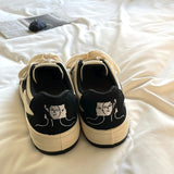 Uniwim Gift Face Embroidery Aesthetic Black Sneakers