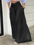 Uniwim Elegant strappy high waisted skirt casual plus size denim maxi skirt