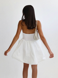 Uniwim Sexy tube top dress for women with waist-hugging temperament white dress A-line puffy skirt