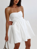 Uniwim Sexy tube top dress for women with waist-hugging temperament white dress A-line puffy skirt