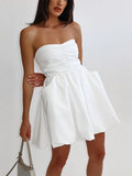 Uniwim Sexy tube top dress for women with waist-hugging temperament white dress A-line puffy skirt