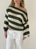 Uniwim New round neck striped loose lazy versatile long-sleeved knitted sweater