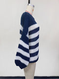 Uniwim New round neck striped loose lazy versatile long-sleeved knitted sweater