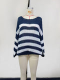 Uniwim New round neck striped loose lazy versatile long-sleeved knitted sweater