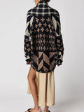 Uniwim New arrival knitwear Y2K abstract print lapel loose long-sleeved knitted sweater