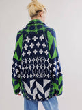 Uniwim New arrival knitwear Y2K abstract print lapel loose long-sleeved knitted sweater