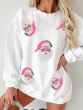 Uniwim New Women's Santa Claus Sequin Embroidery Loose Casual Long Sleeve Sweater