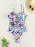 Uniwim Sexy one-piece swimsuit with bowknot floral print