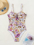 Uniwim Sexy one-piece swimsuit with bowknot floral print