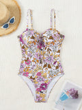 Uniwim Sexy one-piece swimsuit with bowknot floral print