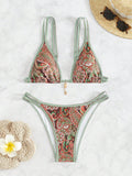 Uniwim New Paisley floral print sexy strappy bikini