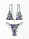 Uniwim New Paisley floral print sexy strappy bikini