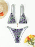 Uniwim New Paisley floral print sexy strappy bikini