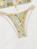 Uniwim New Paisley floral print sexy strappy bikini