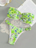 Uniwim New floral print sexy tube top bikini