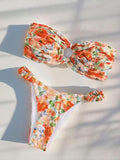 Uniwim New floral print sexy tube top bikini