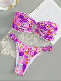 Uniwim New floral print sexy tube top bikini