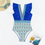 Uniwim Sexy V-neck ruffled backless swimsuit