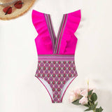 Uniwim Sexy V-neck ruffled backless swimsuit