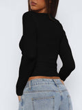 Uniwim Y2K Sexy Hot Girl Long Sleeve Knitted T-Shirt