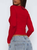 Uniwim Y2K Sexy Hot Girl Long Sleeve Knitted T-Shirt