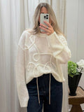 Uniwim New Fashion Loose Casual Pullover Solid Color Round Neck Long Sleeve Pullover Sweater