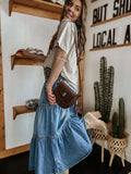 Uniwim Bohemian A-line Layered Cake Denim Skirt