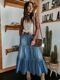 Uniwim Bohemian A-line Layered Cake Denim Skirt