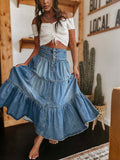 Uniwim Bohemian A-line Layered Cake Denim Skirt