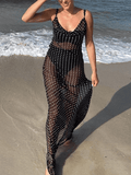 Uniwim Polka Dot Sheer Mesh Maxi Dress