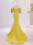 Uniwim Yellow Mermaid Sweetheart Prom Dress, Off Shoulder Yellow Evening Dress