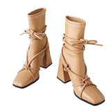 Uniwim Gift Square Heel Lace-Up Ankle Boots