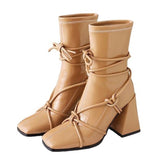 Uniwim Gift Square Heel Lace-Up Ankle Boots