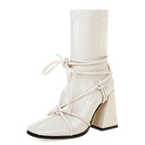 Uniwim Gift Square Heel Lace-Up Ankle Boots