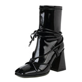 Uniwim Gift Square Heel Lace-Up Ankle Boots