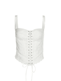 Uniwim ootd Tie Front White Broderie Lace Corset Top